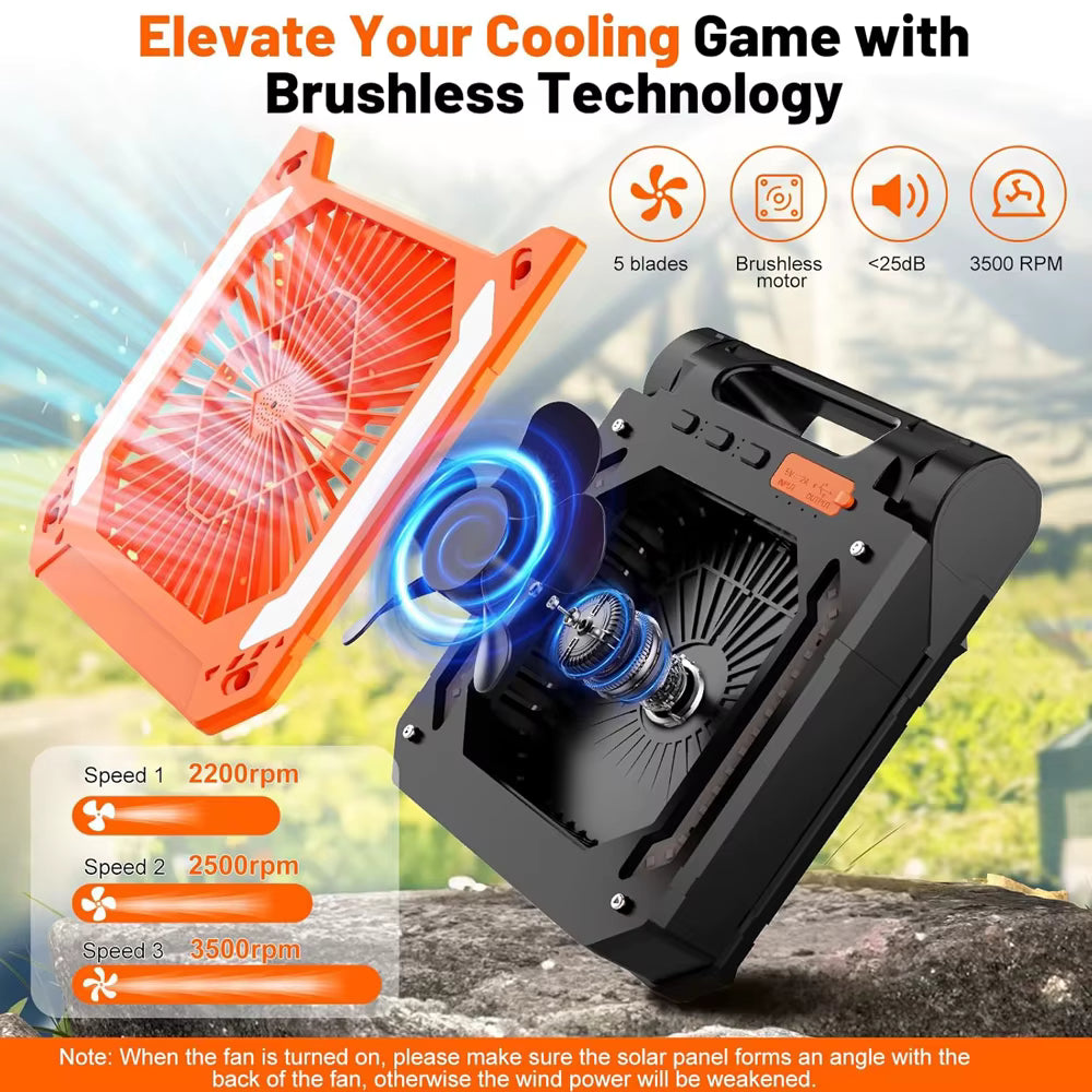 Solar Camping Fan + LED Lantern