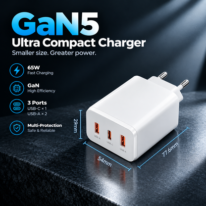 65W USB-C GaN Fast Charger